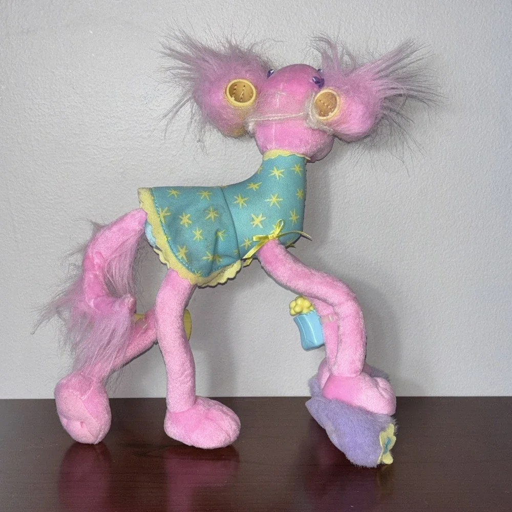 Vintage 2001 Mattel Barbie Pose Me Pink Poodle Pet Dog Plush Toy 3541WC